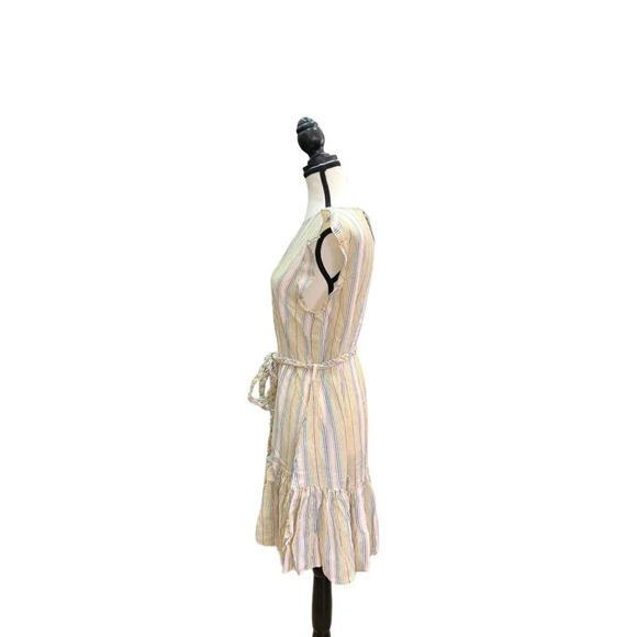 Marine Layer Flutter Sleeve Striped Dress With Ruffle Hem & Tie Waist - Size S - Picture 7 of 10